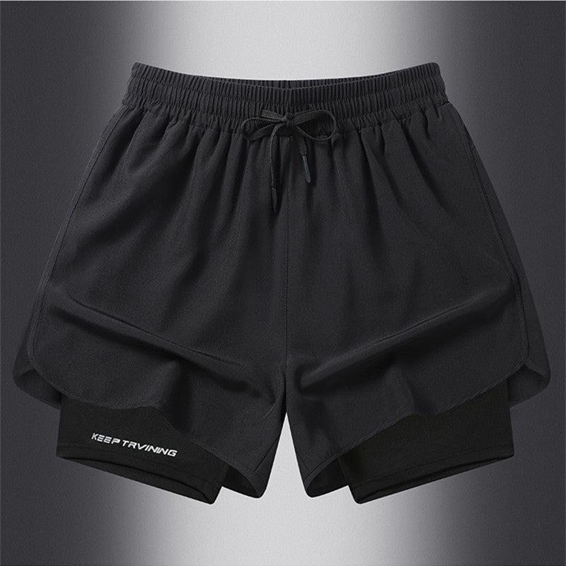Men's Marathon Track And Field Lining Fake Two Pieces Training Quick-drying Shorts