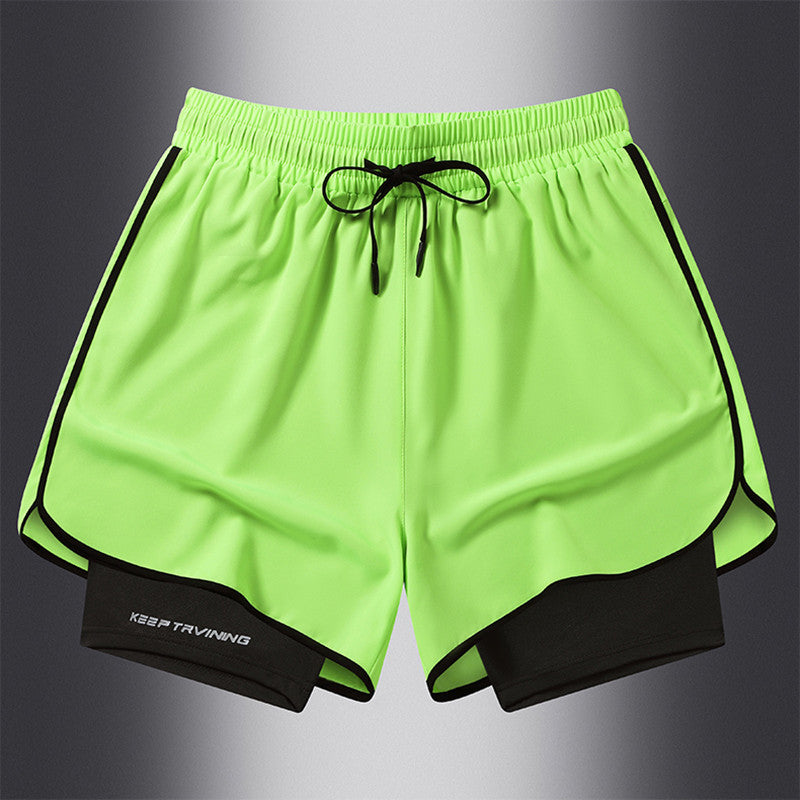 Men's Marathon Track And Field Lining Fake Two Pieces Training Quick-drying Shorts
