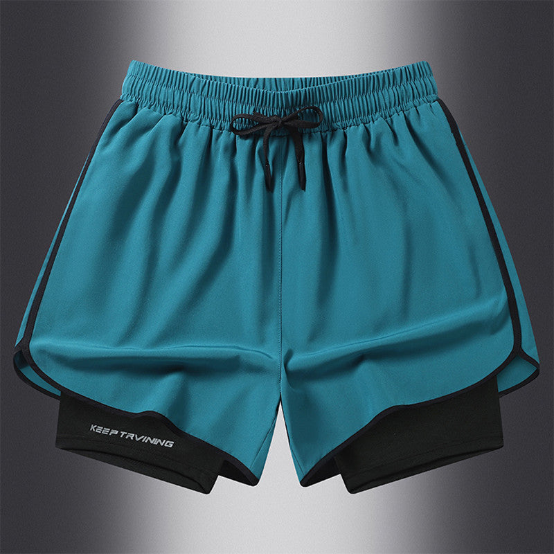 Men's Marathon Track And Field Lining Fake Two Pieces Training Quick-drying Shorts