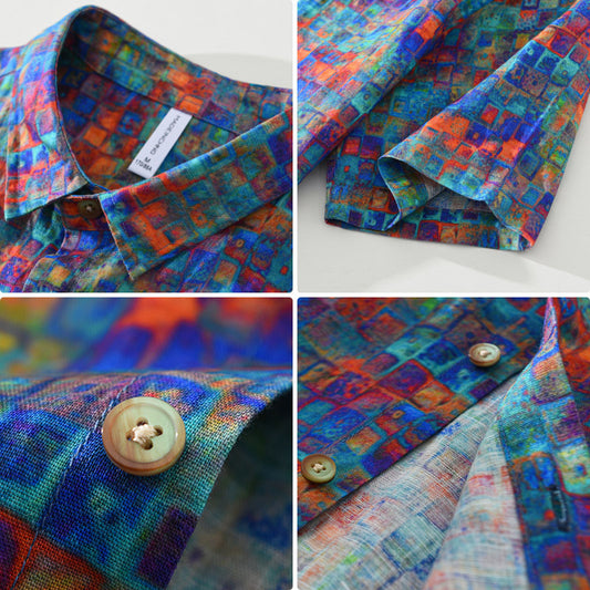 New Casual Printed Men's Short Sleeve Shirt