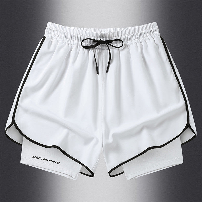 Men's Marathon Track And Field Lining Fake Two Pieces Training Quick-drying Shorts
