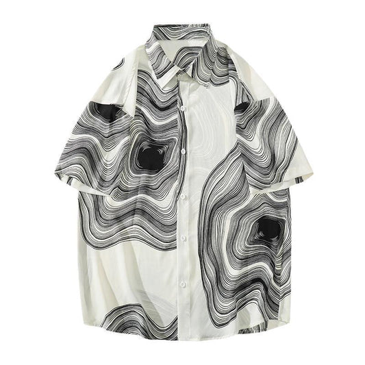 Summer Menswear Shirt Hong Kong Style Fashionable Temperament Short Sleeve