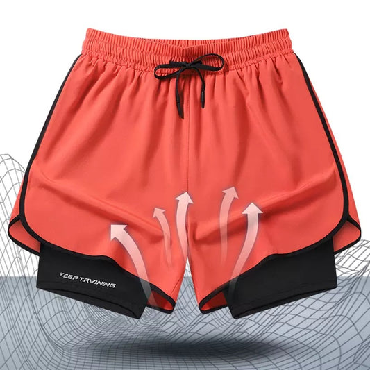Men's Marathon Track And Field Lining Fake Two Pieces Training Quick-drying Shorts
