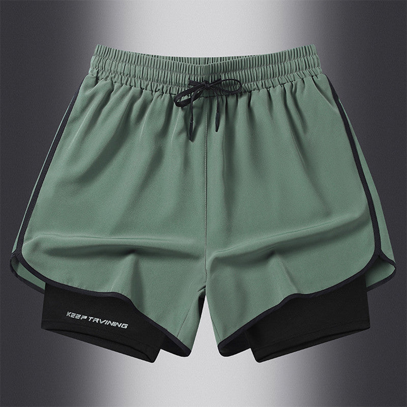 Men's Marathon Track And Field Lining Fake Two Pieces Training Quick-drying Shorts