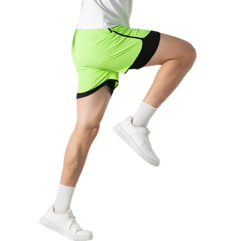 Men's Marathon Track And Field Lining Fake Two Pieces Training Quick-drying Shorts